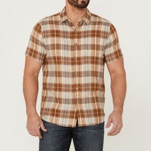 Pendleton Men's Linen Plaid Short Sleeve Button Down Western Shirt
